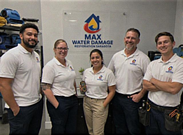 The Max Water Damage Restoration Sarasota crew at the shop